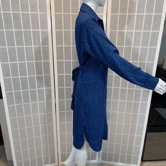 Hatch Kaia Dress Maternity Blue Leopard Button Front Tie Waist Size 0 Minimalist - Picture 3 of 10